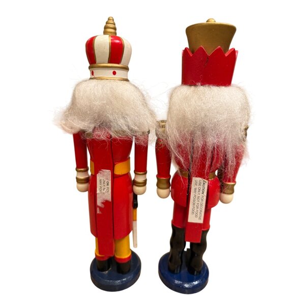 Set Of 2 Hand-Painted Wooden Nutcracker King & Soldier Figurines - Picture 5 of 5